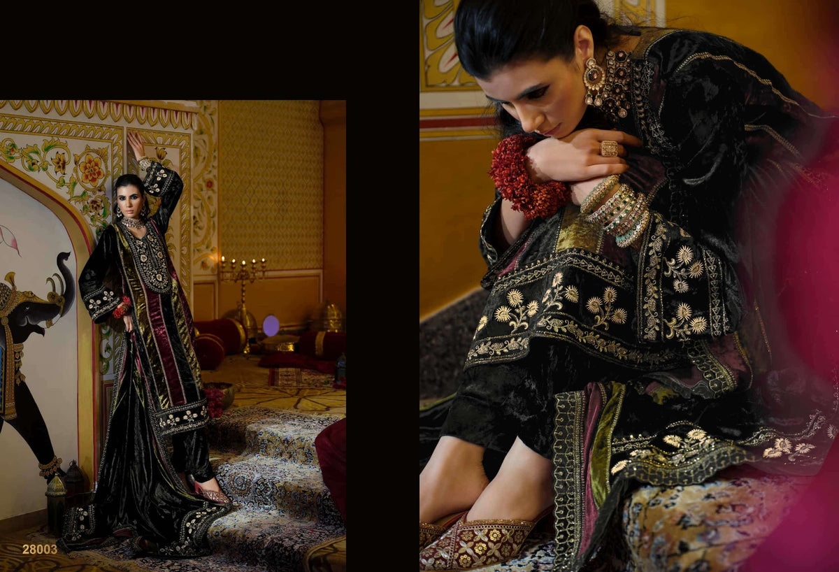 Ibiza Kuch Khaash The Ultimate Series 14 Pure Viscose Velvet Jardosi Embroidered Unstitched Dress Material