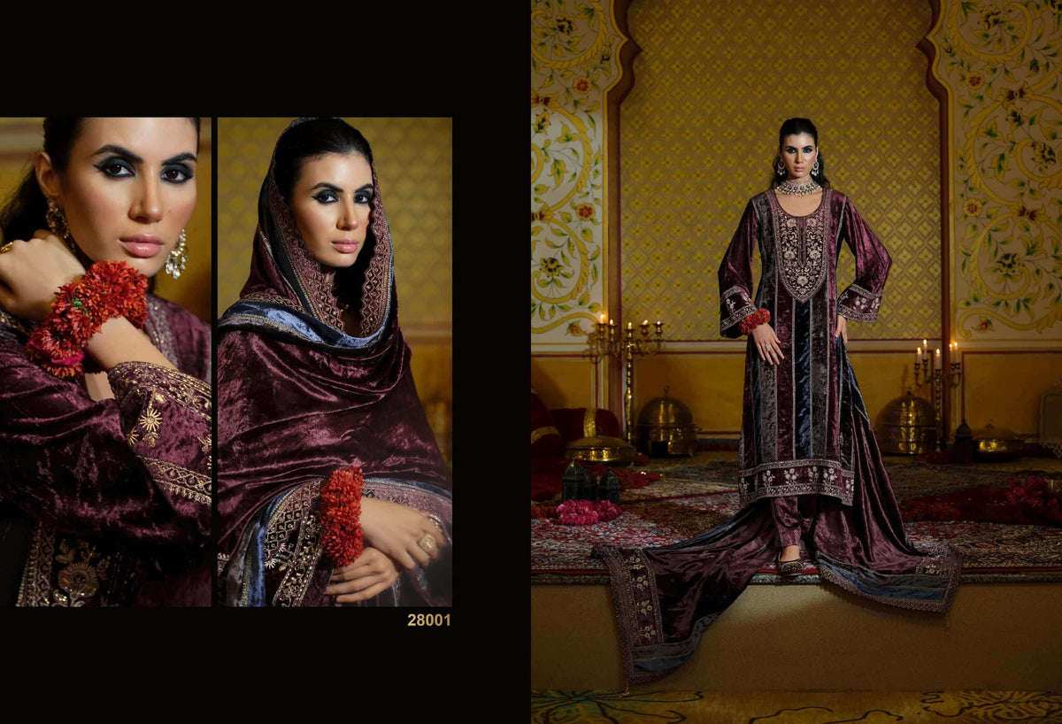 Ibiza Kuch Khaash The Ultimate Series 14 Pure Viscose Velvet Jardosi Embroidered Unstitched Dress Material