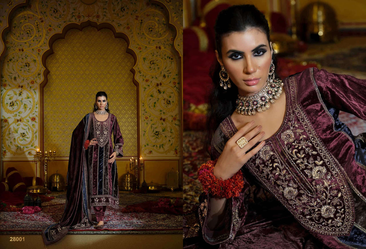 Ibiza Kuch Khaash The Ultimate Series 14 Pure Viscose Velvet Jardosi Embroidered Unstitched Dress Material