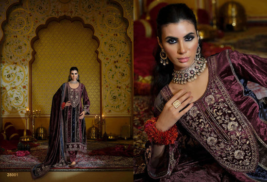 Ibiza Kuch Khaash The Ultimate Series 14 Pure Viscose Velvet Jardosi Embroidered Unstitched Dress Material