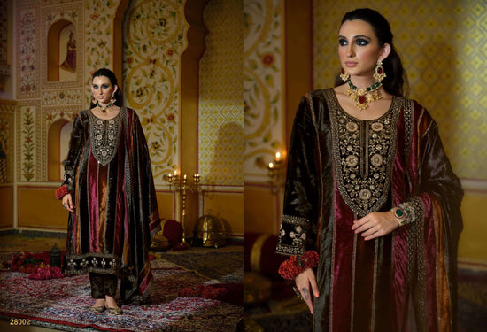 Ibiza Kuch Khaash The Ultimate Series 14 Pure Viscose Velvet Jardosi Embroidered Unstitched Dress Material
