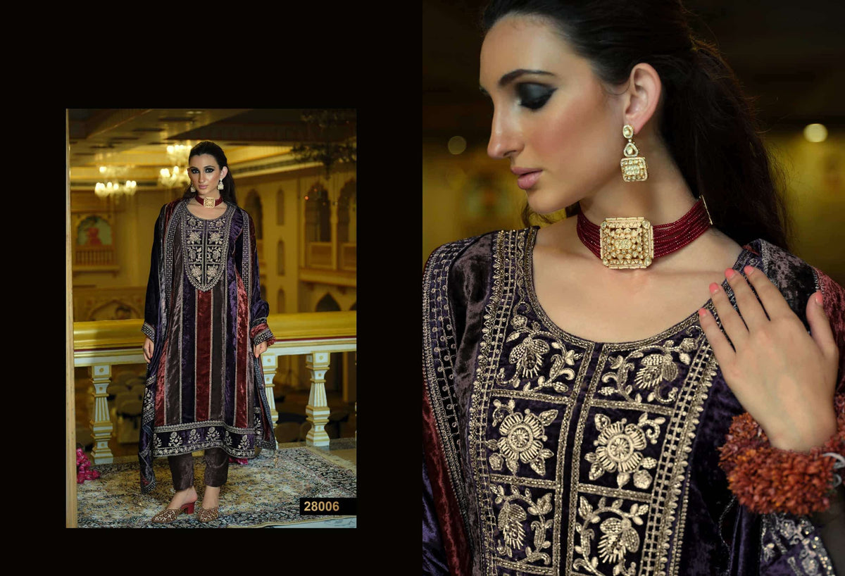 Ibiza Kuch Khaash The Ultimate Series 14 Pure Viscose Velvet Jardosi Embroidered Unstitched Dress Material