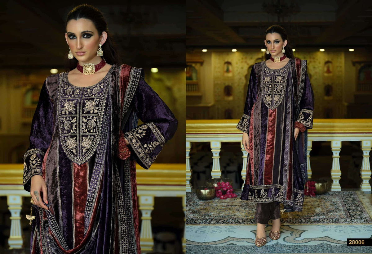 Ibiza Kuch Khaash The Ultimate Series 14 Pure Viscose Velvet Jardosi Embroidered Unstitched Dress Material