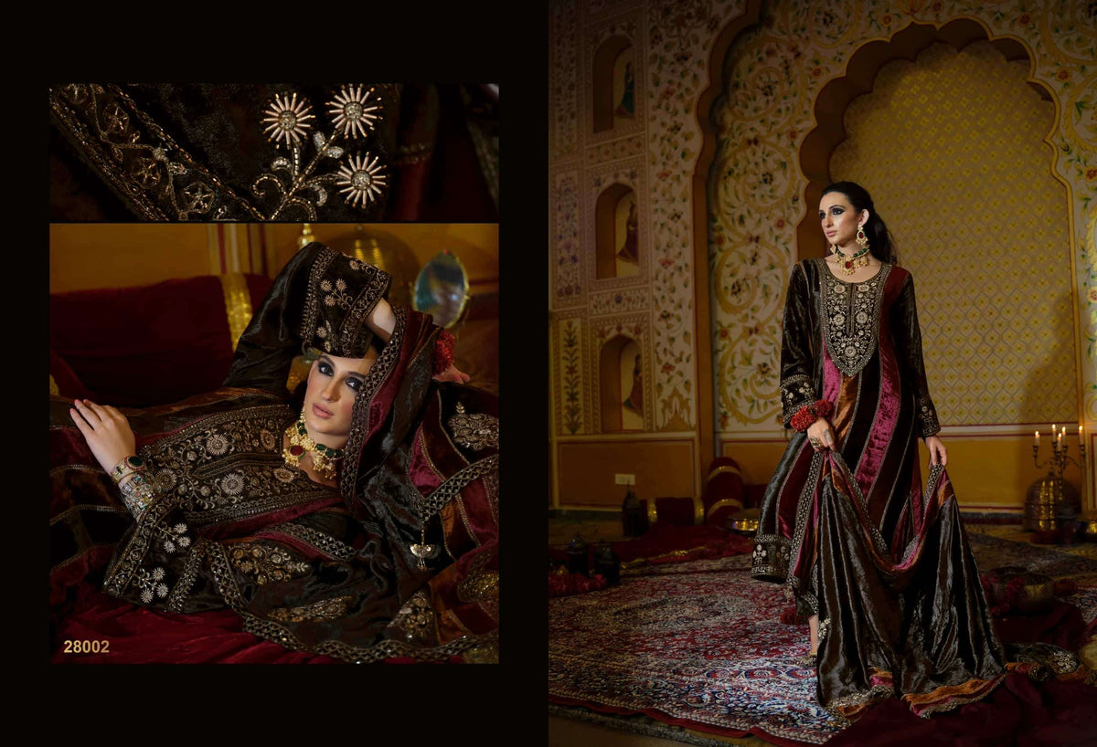 Ibiza Kuch Khaash The Ultimate Series 14 Pure Viscose Velvet Jardosi Embroidered Unstitched Dress Material