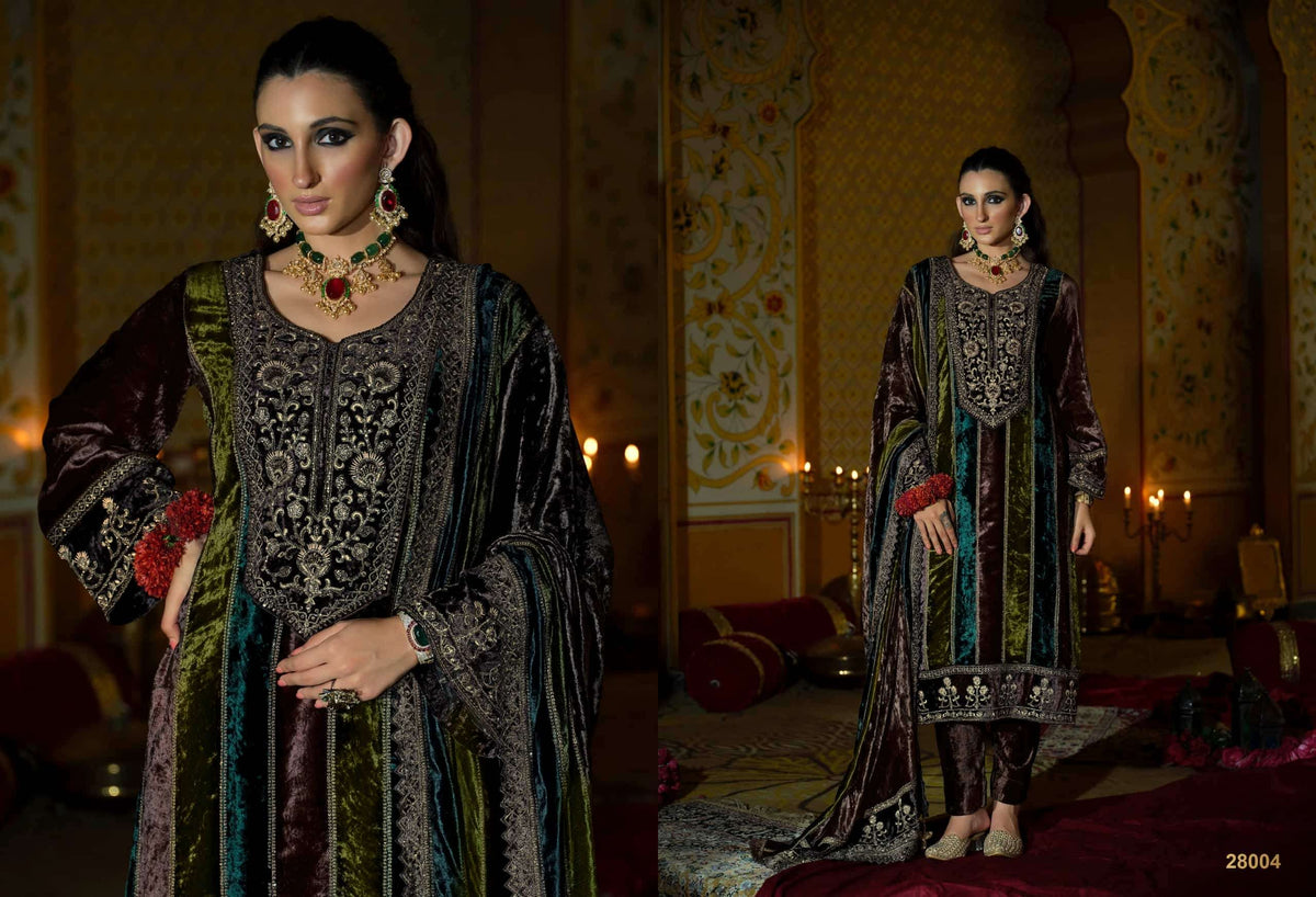 Ibiza Kuch Khaash The Ultimate Series 14 Pure Viscose Velvet Jardosi Embroidered Unstitched Dress Material