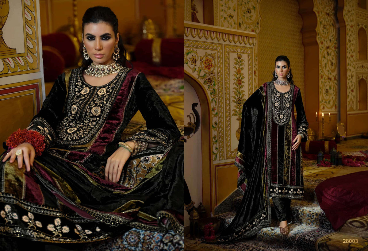 Ibiza Kuch Khaash The Ultimate Series 14 Pure Viscose Velvet Jardosi Embroidered Unstitched Dress Material