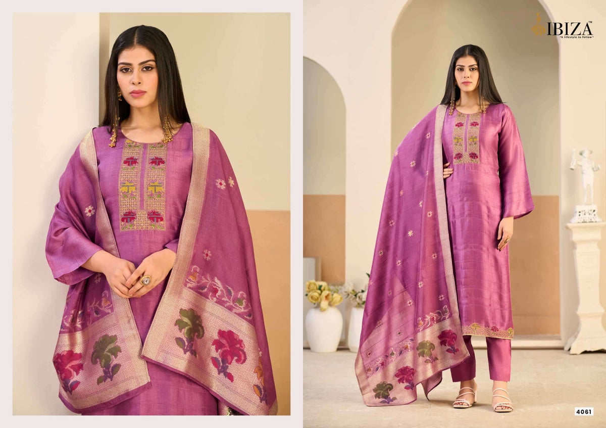 Ibiza Lumine Pure Kosa Silk Designer Dress Material - Amrah Wholesale