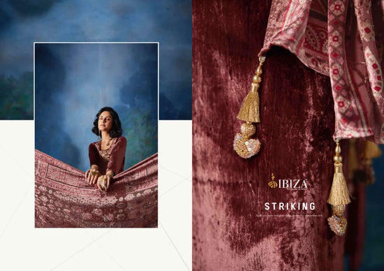 Ibiza Mizuki Pure Viscose Velvet Beadwork Embroidery Dress Material