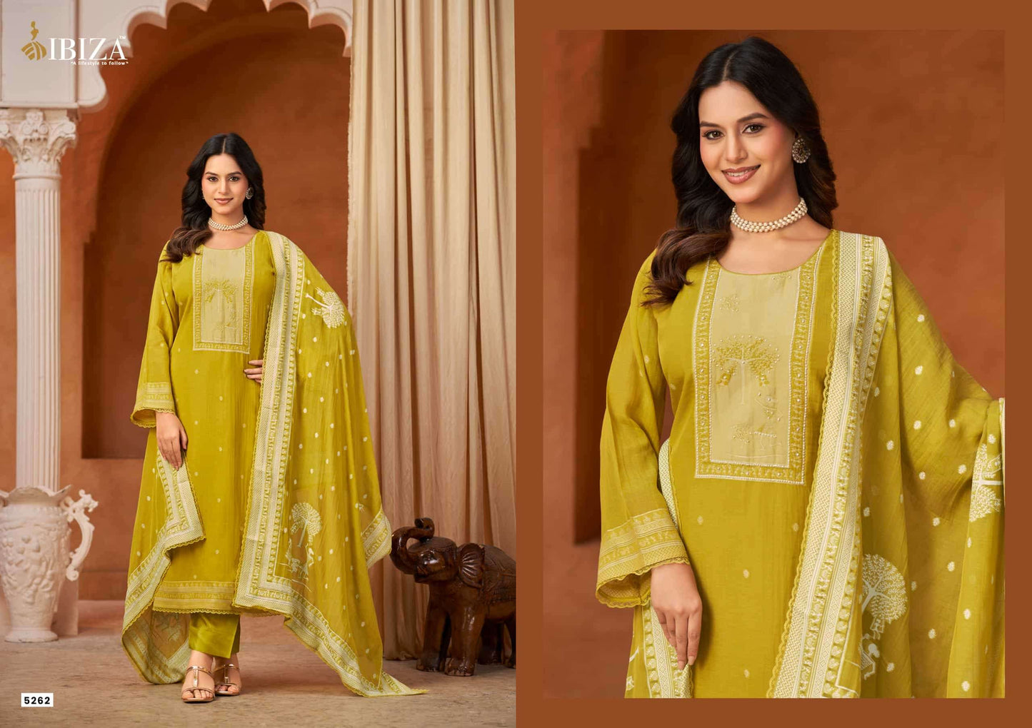 Ibiza Parampara Pure Banarasi Silk Dress Material