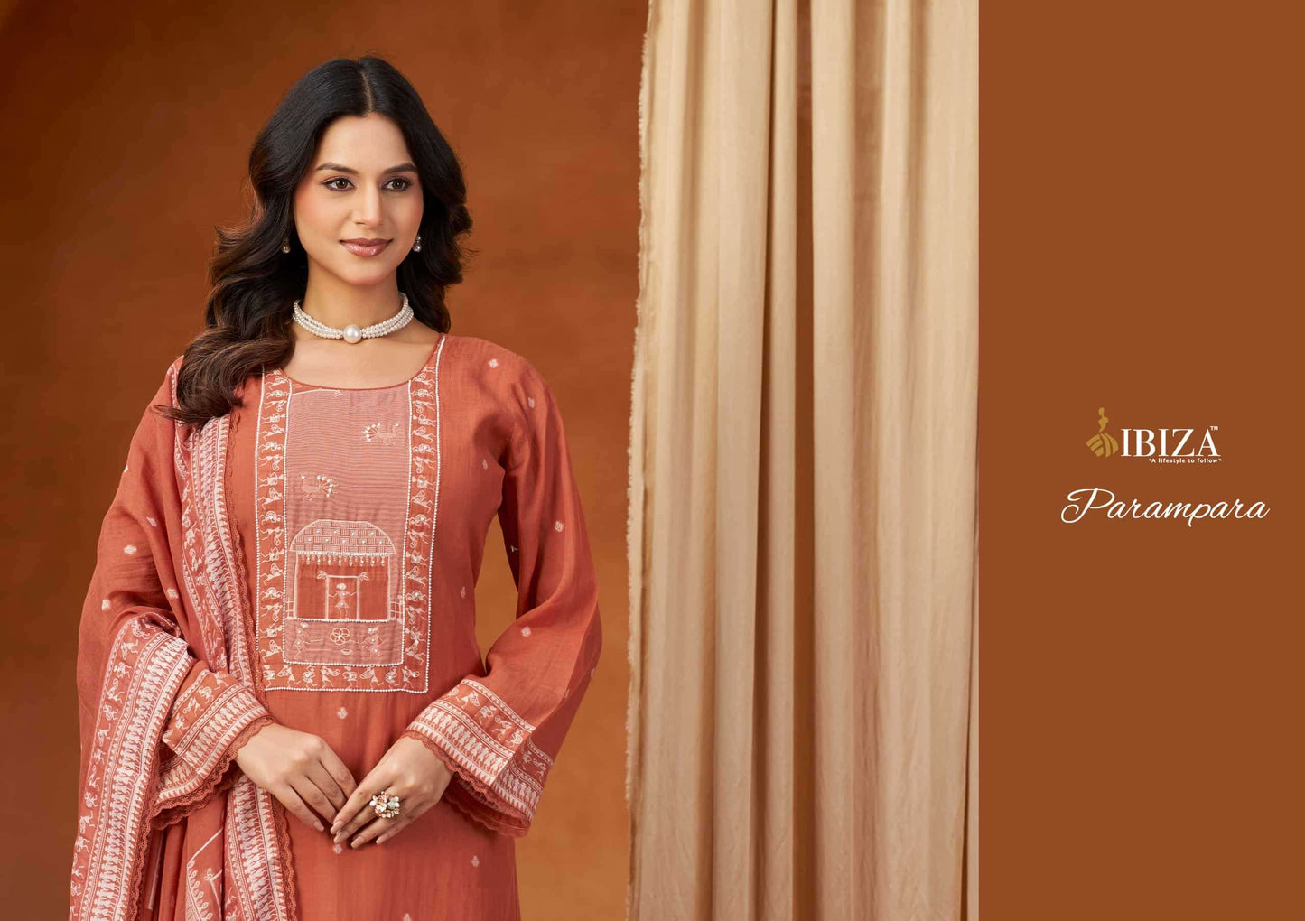 Ibiza Parampara Pure Banarasi Silk Dress Material