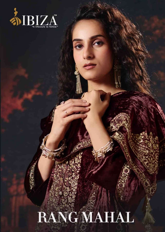 Ibiza Rang Mahal Pure Viscose Velvet Designer Dress Material