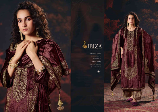 Ibiza Rang Mahal Pure Viscose Velvet Designer Dress Material