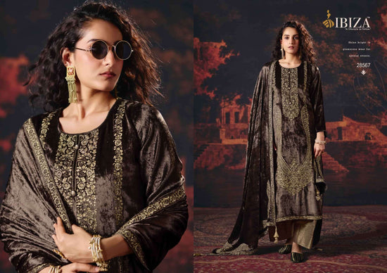 Ibiza Rang Mahal Pure Viscose Velvet Designer Dress Material