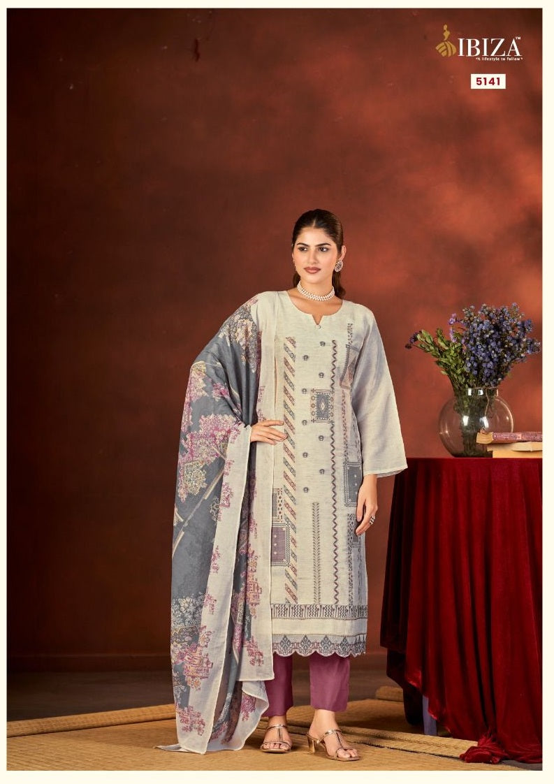 Ibiza Rasa Linen Jacquard Dress Material