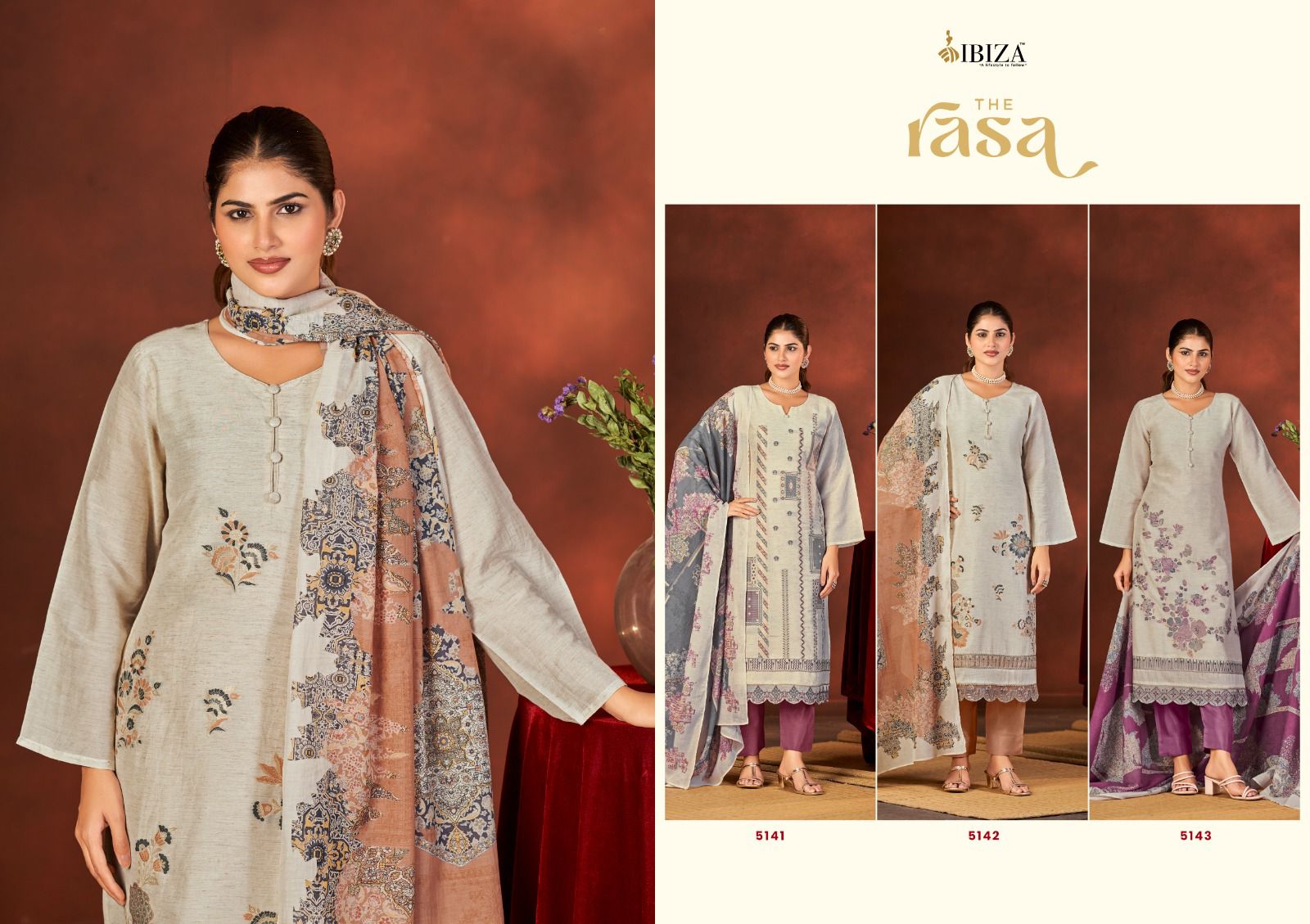 Ibiza Rasa Linen Jacquard Dress Material