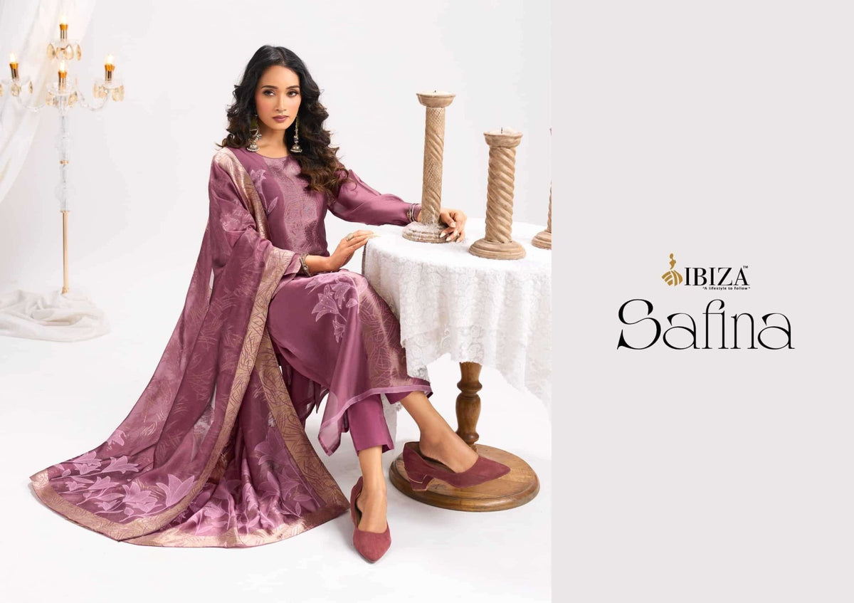 Ibiza Safina Banglory Silk Jacquard Dress Material - Amrah Wholesale