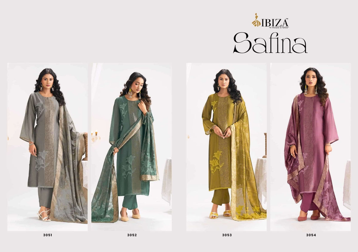 Ibiza Safina Banglory Silk Jacquard Dress Material - Amrah Wholesale