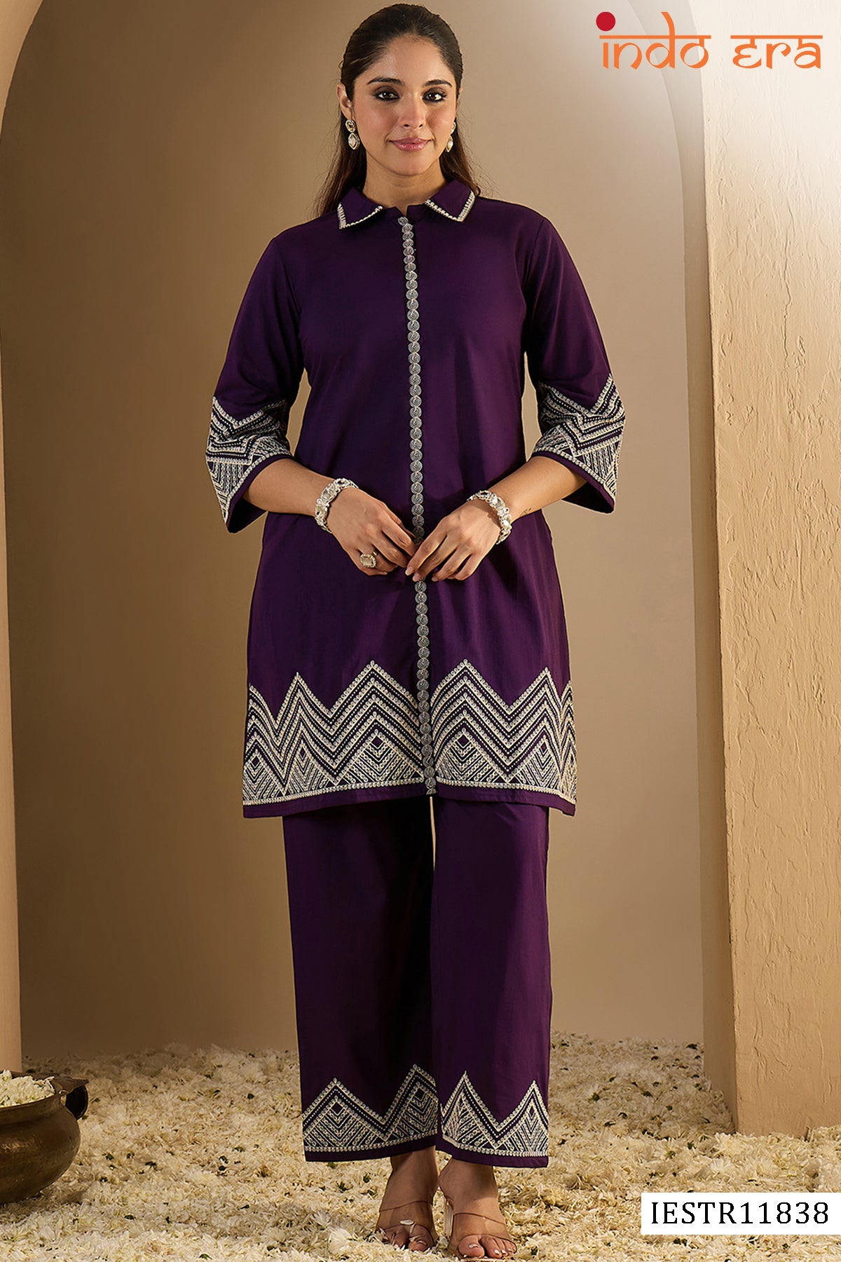 Indo Era 2644 Pure Cotton Embroidered Kurti Pant Set Collection