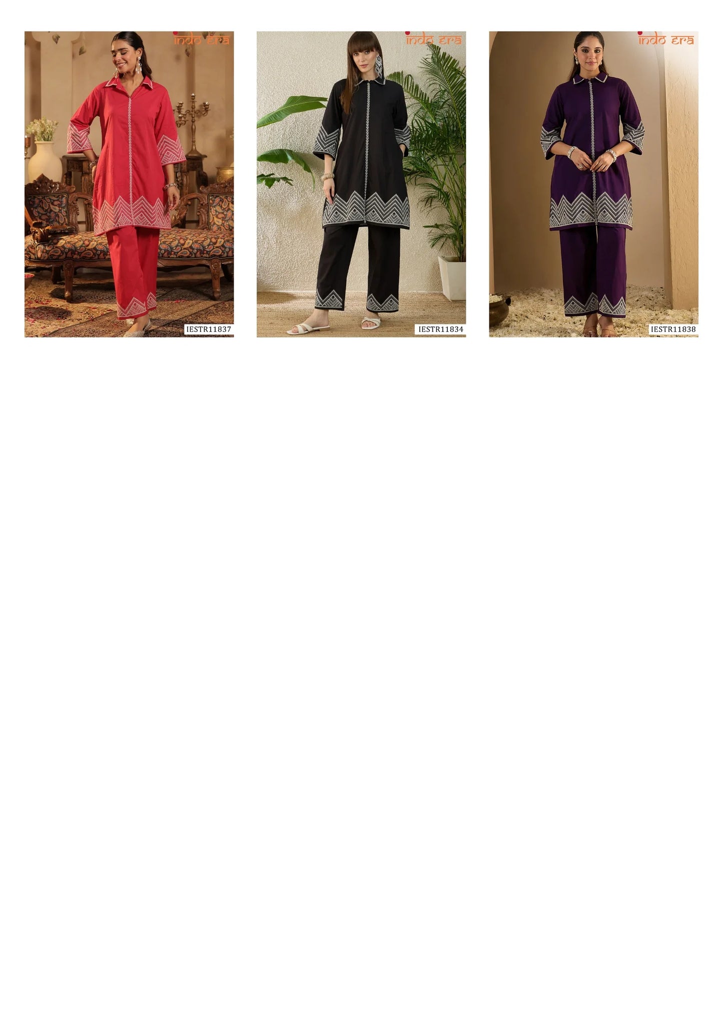 Indo Era 2644 Pure Cotton Embroidered Kurti Pant Set Collection