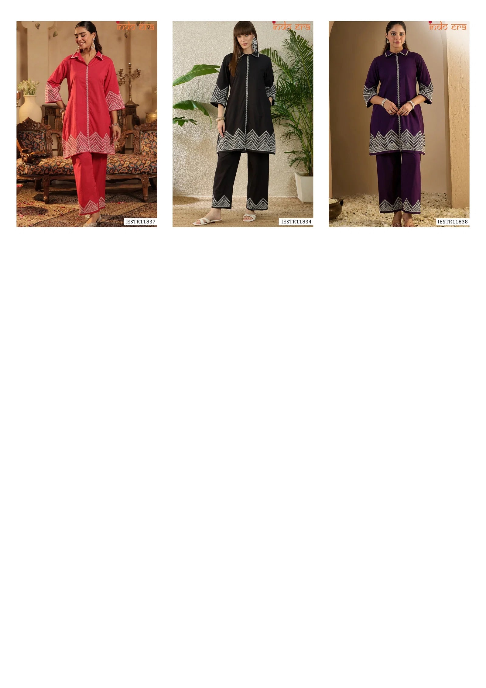 Indo Era 2644 Pure Cotton Embroidered Kurti Pant Set Collection