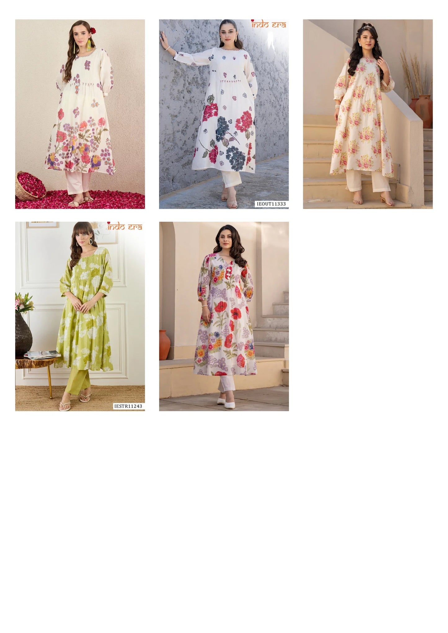 Indo Era 2646 Pure Cotton Floral Printed Kurti Pant Set