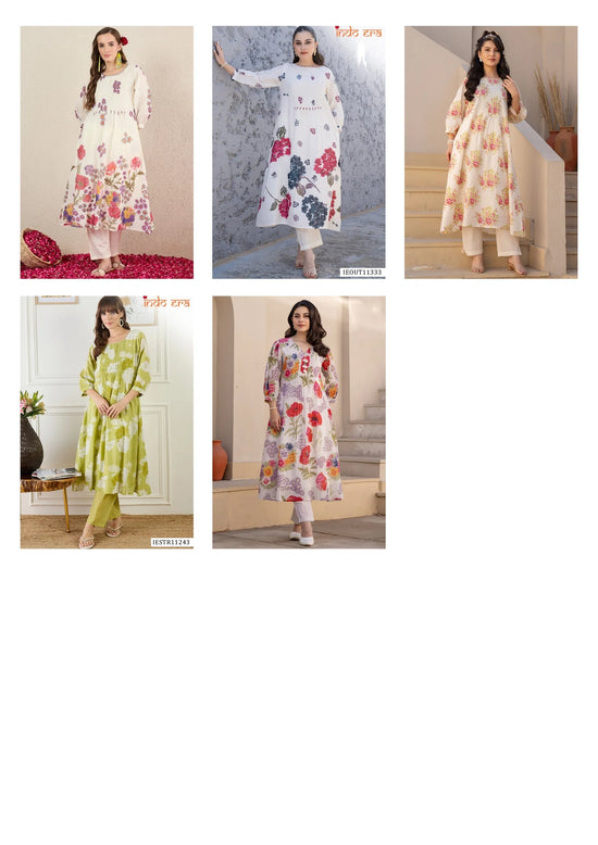 Indo Era 2646 Pure Cotton Floral Printed Kurti Pant Set