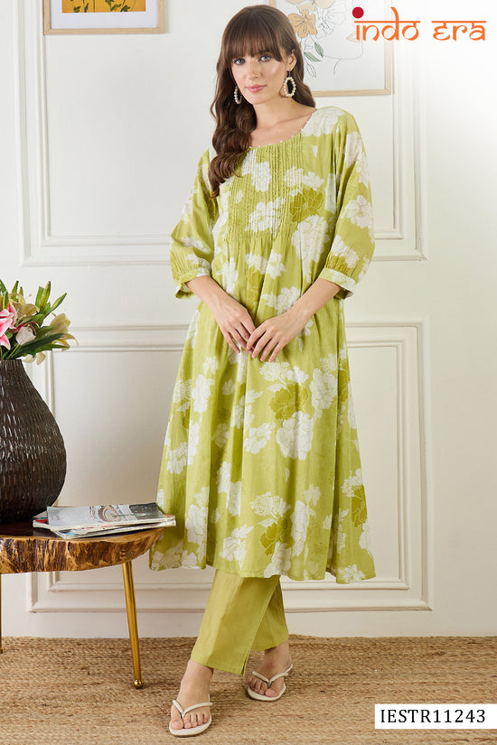 Indo Era 2646 Pure Cotton Floral Printed Kurti Pant Set