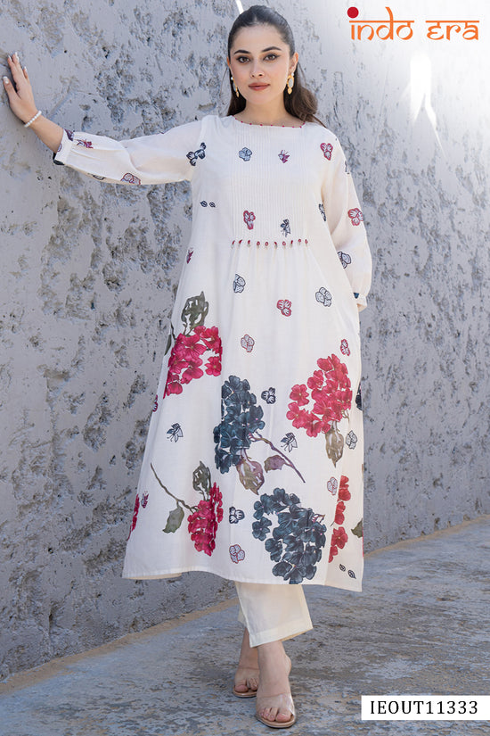 Indo Era 2646 Pure Cotton Floral Printed Kurti Pant Set