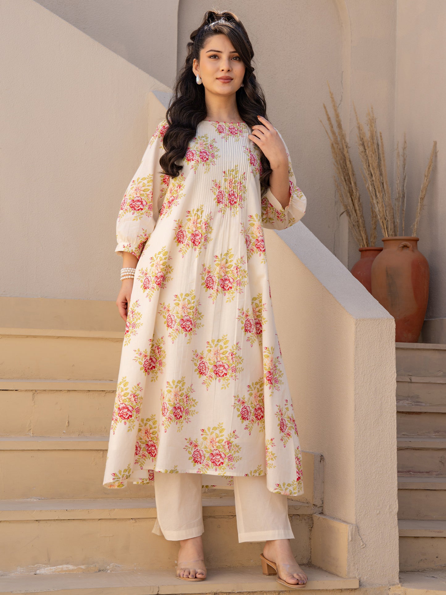 Indo Era 2646 Pure Cotton Floral Printed Kurti Pant Set