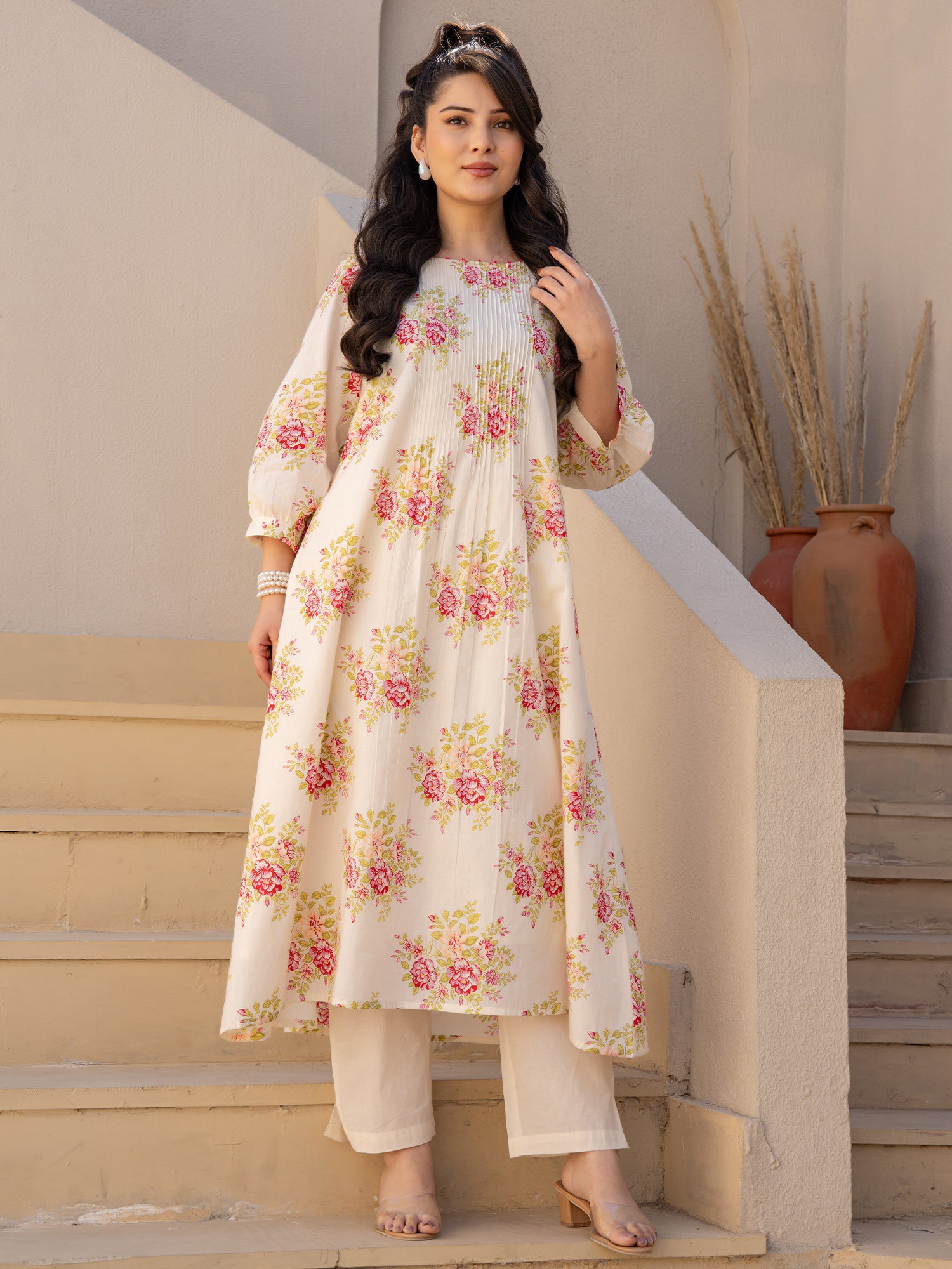Indo Era 2646 Pure Cotton Floral Printed Kurti Pant Set