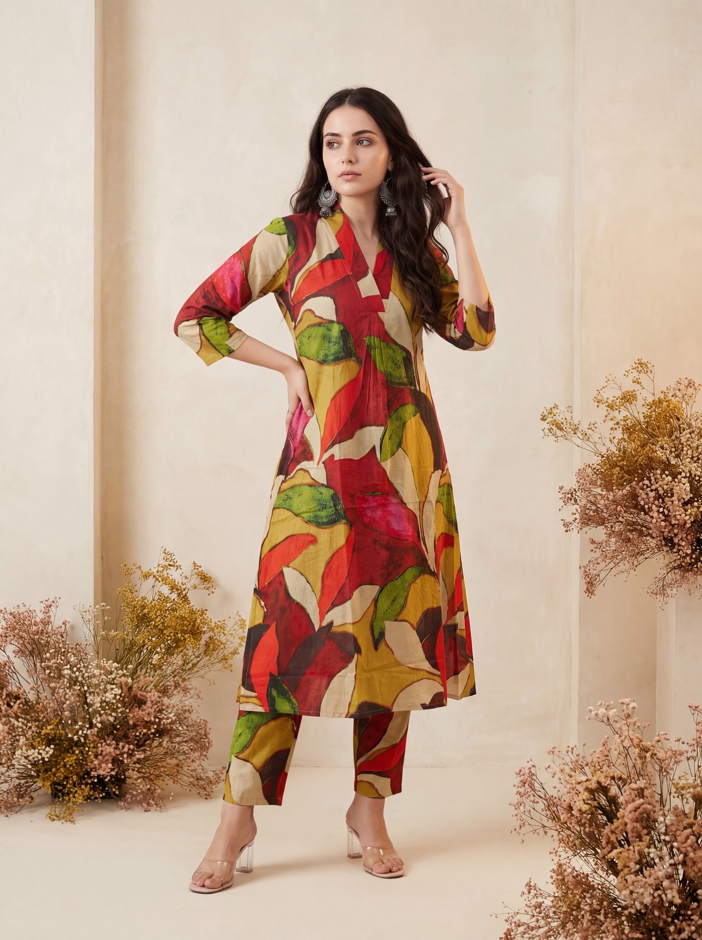 Indo Era 2648 Pure Cotton Floral Printed Kurti Pant Set Collection