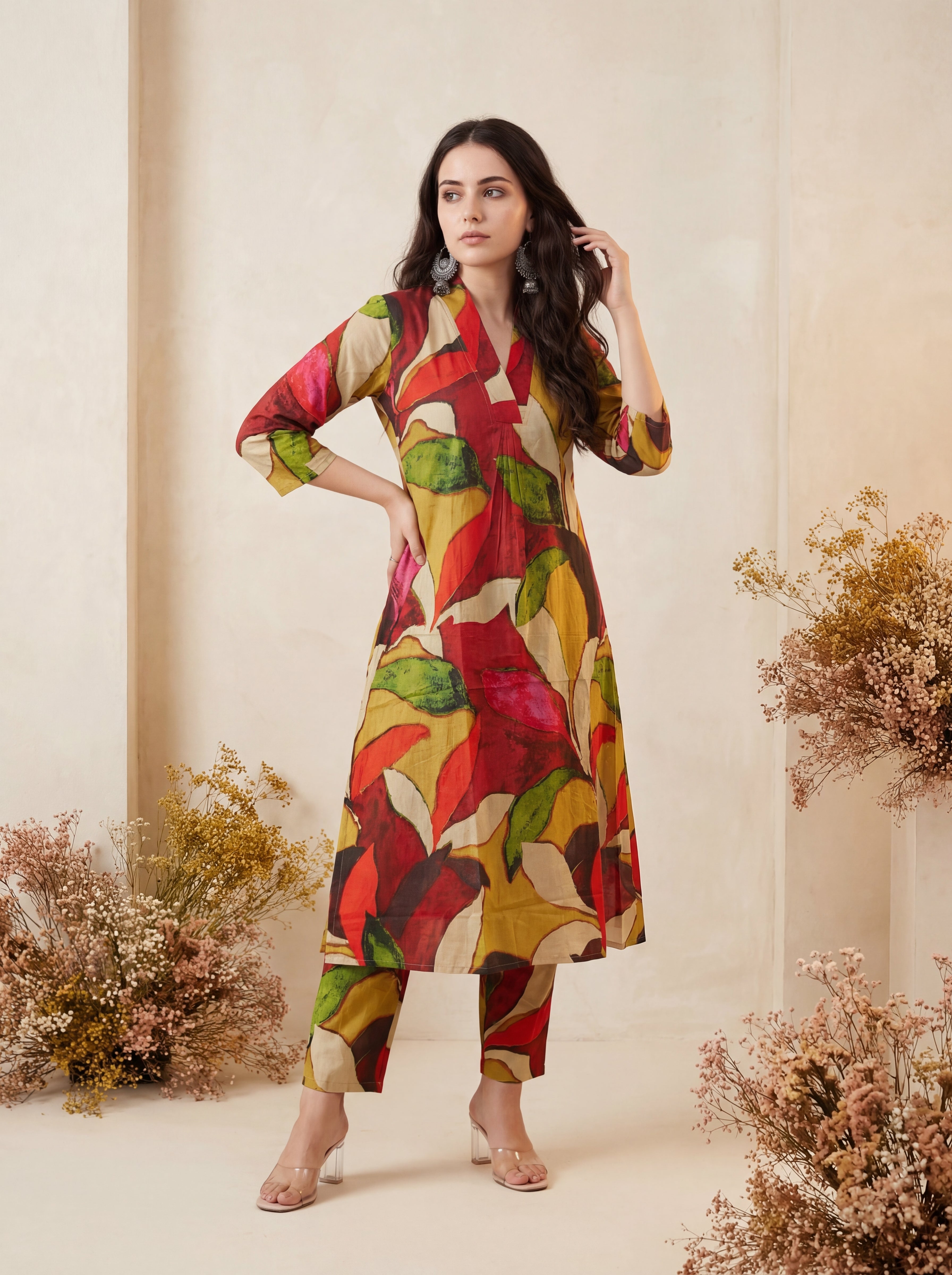 Indo Era 2648 Pure Cotton Floral Printed Kurti Pant Set Collection