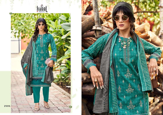 Ishaal Print Embroidered Vol. 21 Pure Lawn Dress Material - Amrah Wholesale
