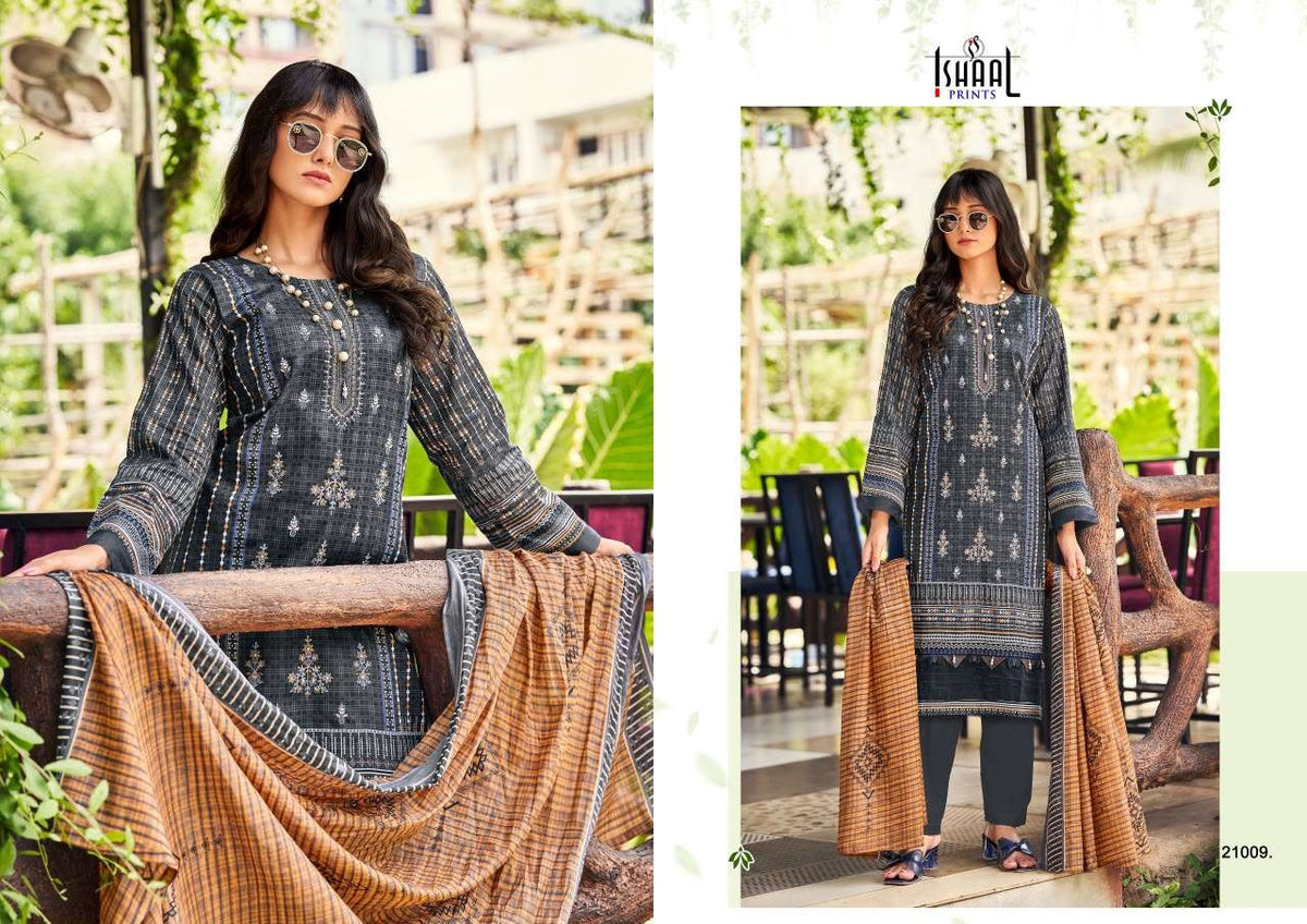 Ishaal Print Embroidered Vol. 21 Pure Lawn Dress Material - Amrah Wholesale
