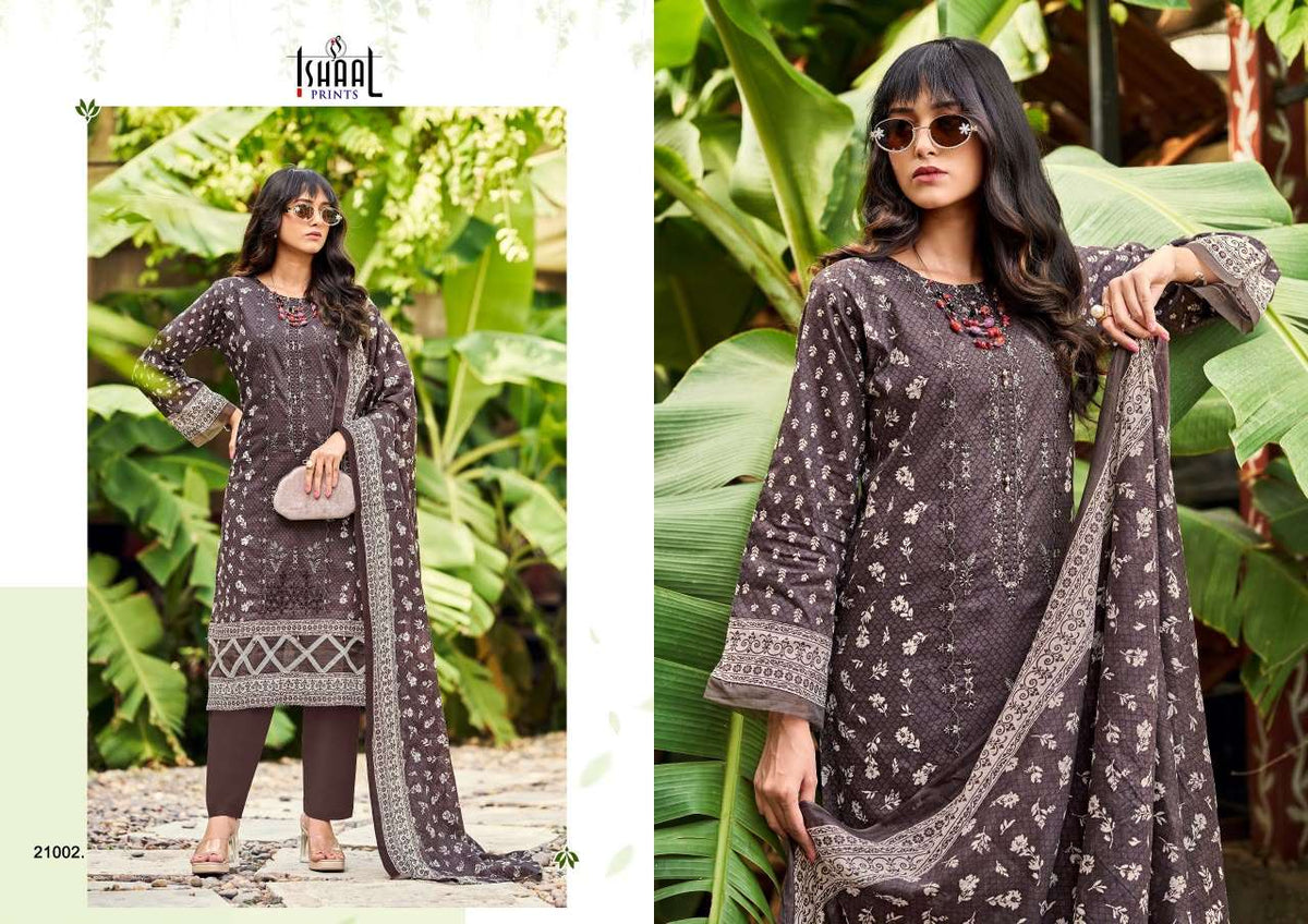 Ishaal Print Embroidered Vol. 21 Pure Lawn Dress Material - Amrah Wholesale