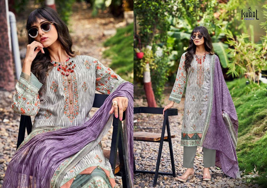Ishaal Print Embroidered Vol. 21 Pure Lawn Dress Material - Amrah Wholesale