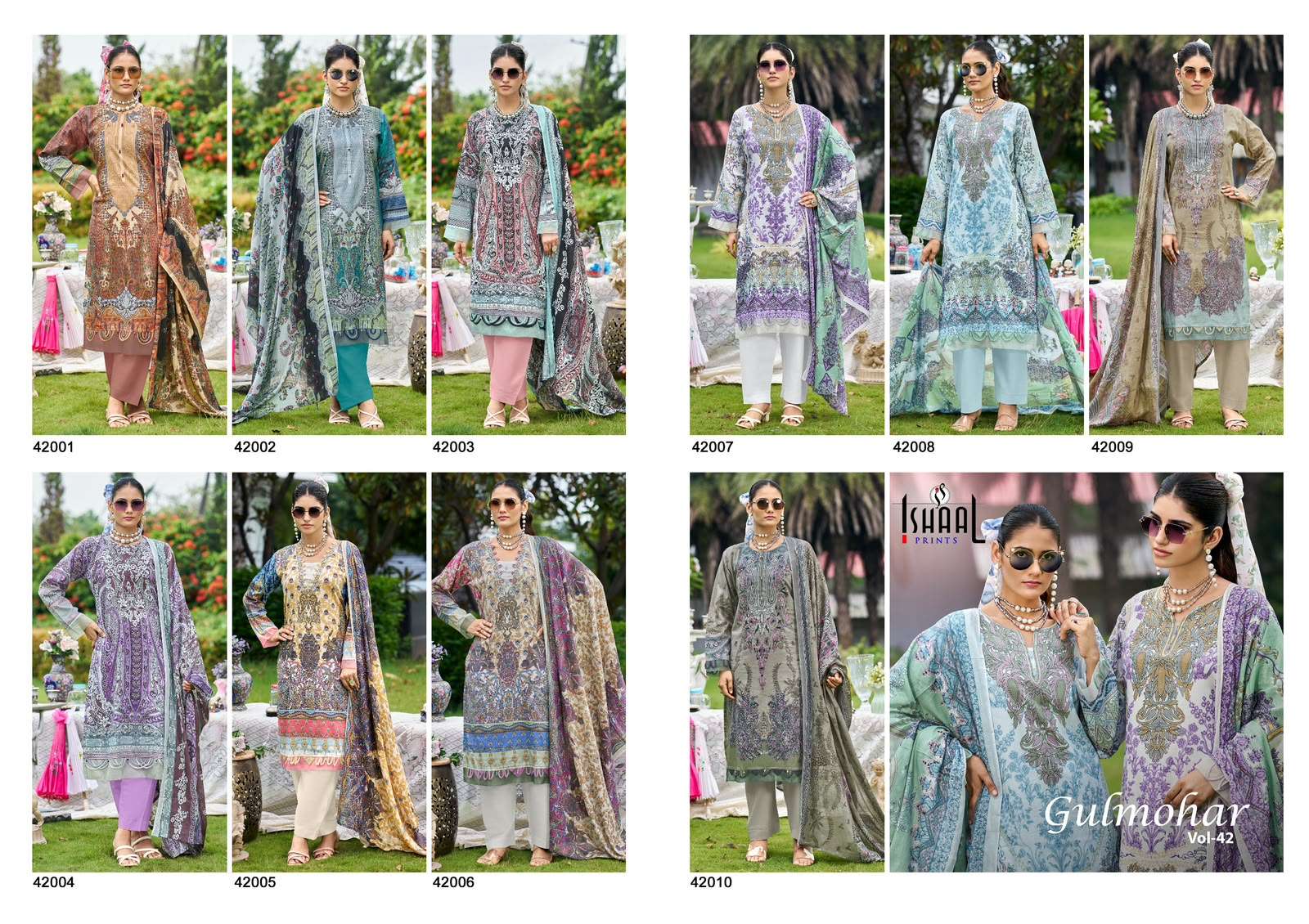 Ishaal Print Gulmohar Vol 42 Pure Lawn Dress Material