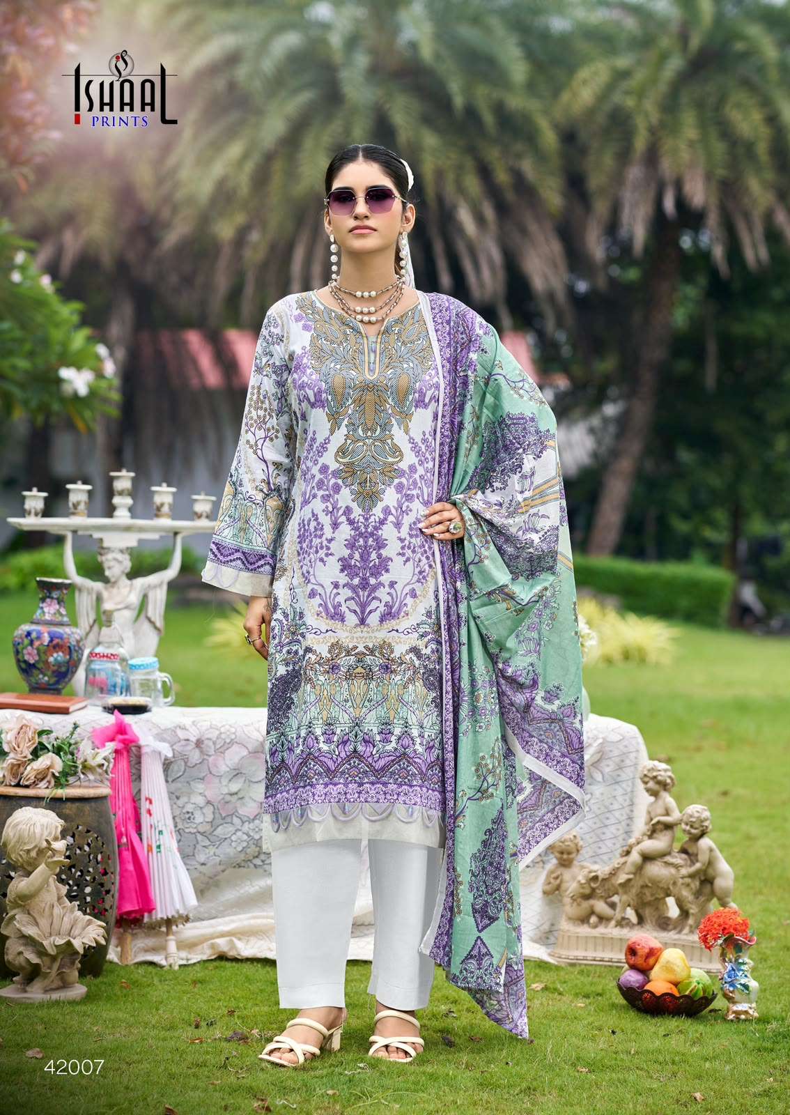 Ishaal Print Gulmohar Vol 42 Pure Lawn Dress Material