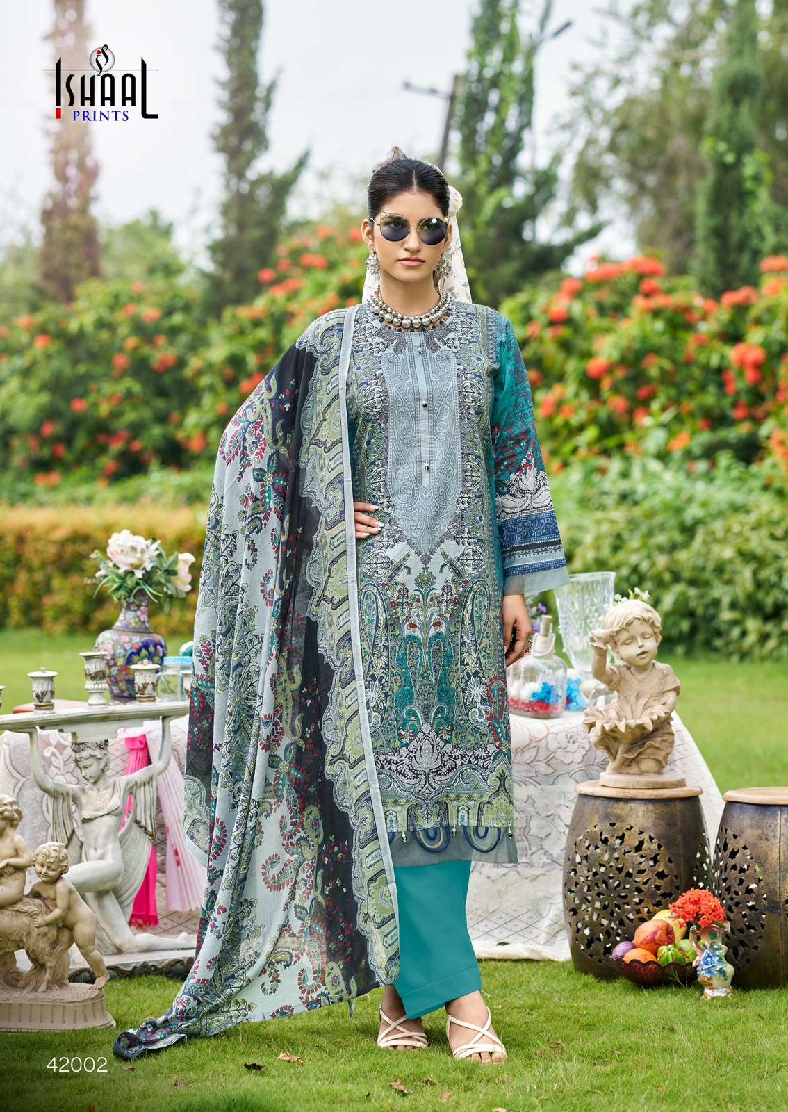 Ishaal Print Gulmohar Vol 42 Pure Lawn Dress Material