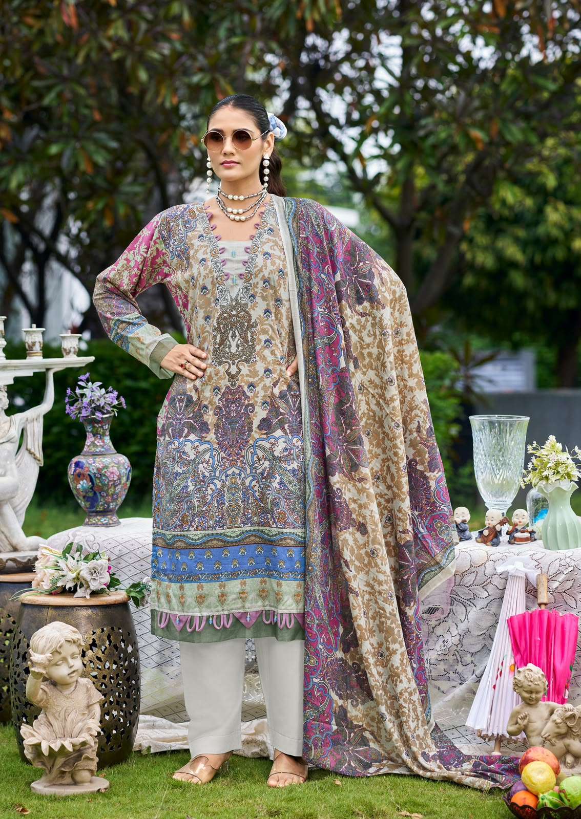 Ishaal Print Gulmohar Vol 42 Pure Lawn Dress Material