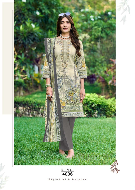 Ishaal Print Mah E Noor Vol 4 Pure Lawn Dress Material - Amrah Wholesale