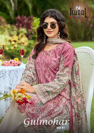 Ishaal Prints Gulmohar Vol 41 Pure Lawn Salwar Suit Wholesale - Amrah Wholesale