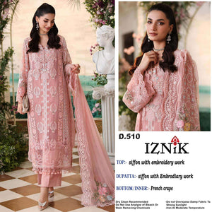 Iznik D-510 ABCD Heavy Chiffon Embroidered Pakistani Suit