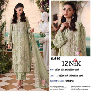 Iznik D-510 ABCD Heavy Chiffon Embroidered Pakistani Suit