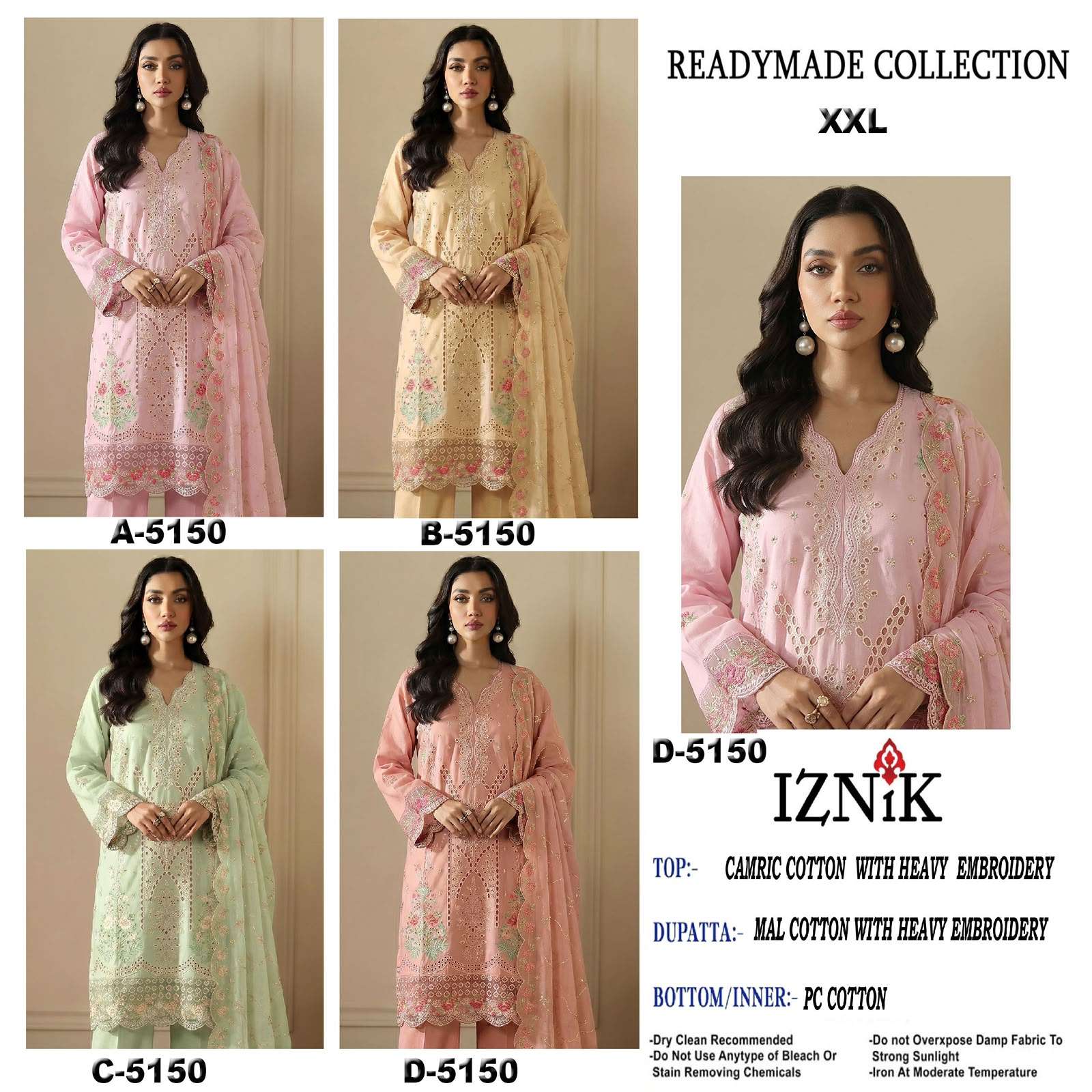 Iznik Fab 5150 Abcd Cambric Cotton Embroidered Pakistani Suit Set - Amrah Wholesale
