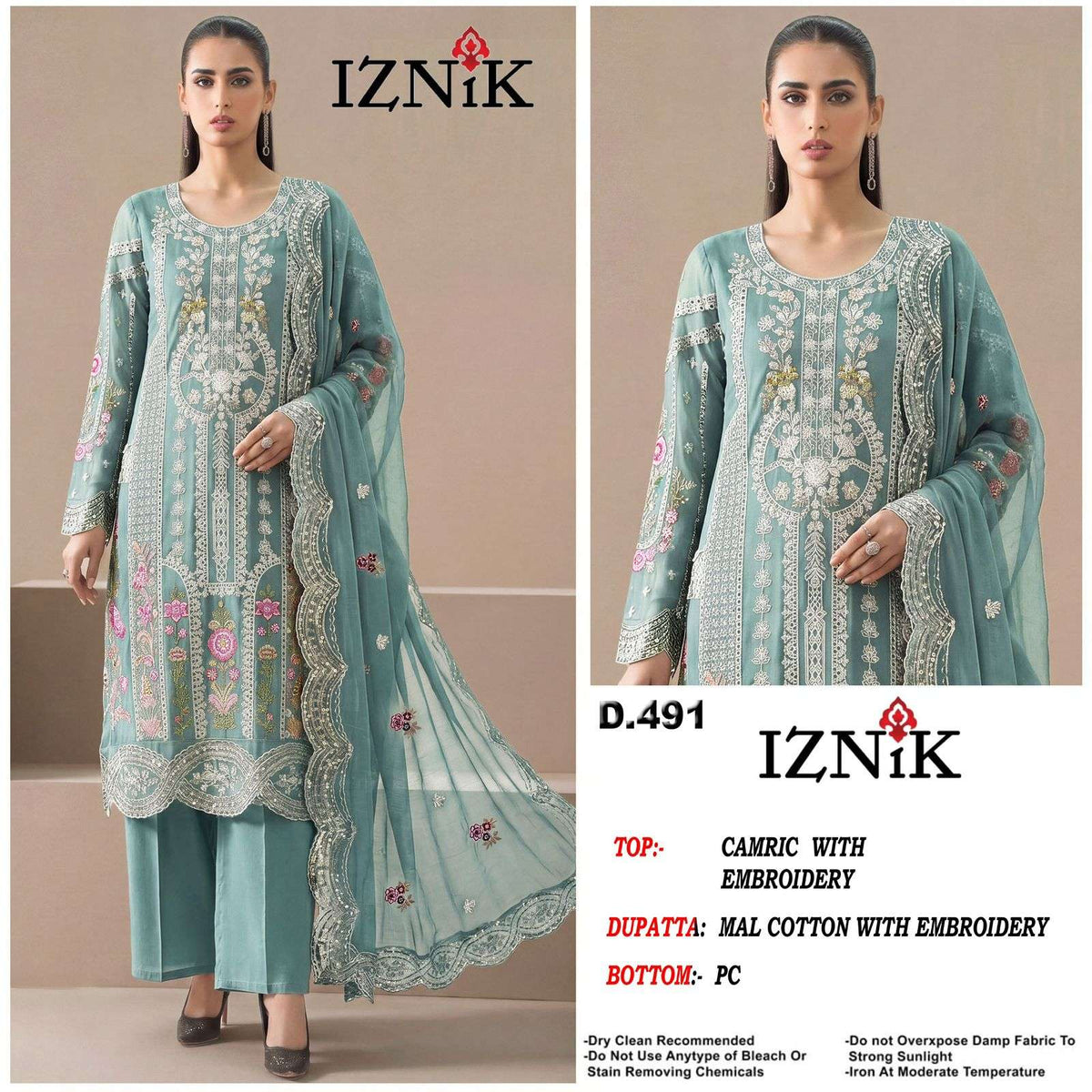 Iznik Fab A - 491 Abcd Cambric Cotton Pakistani Suit - Amrah Wholesale