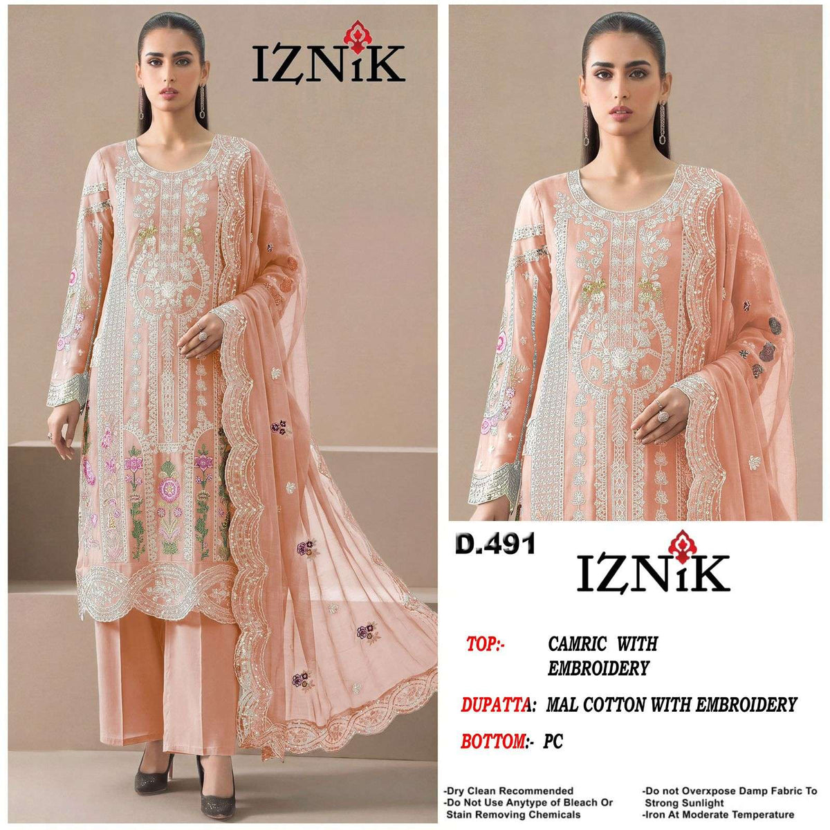 Iznik Fab A - 491 Abcd Cambric Cotton Pakistani Suit - Amrah Wholesale