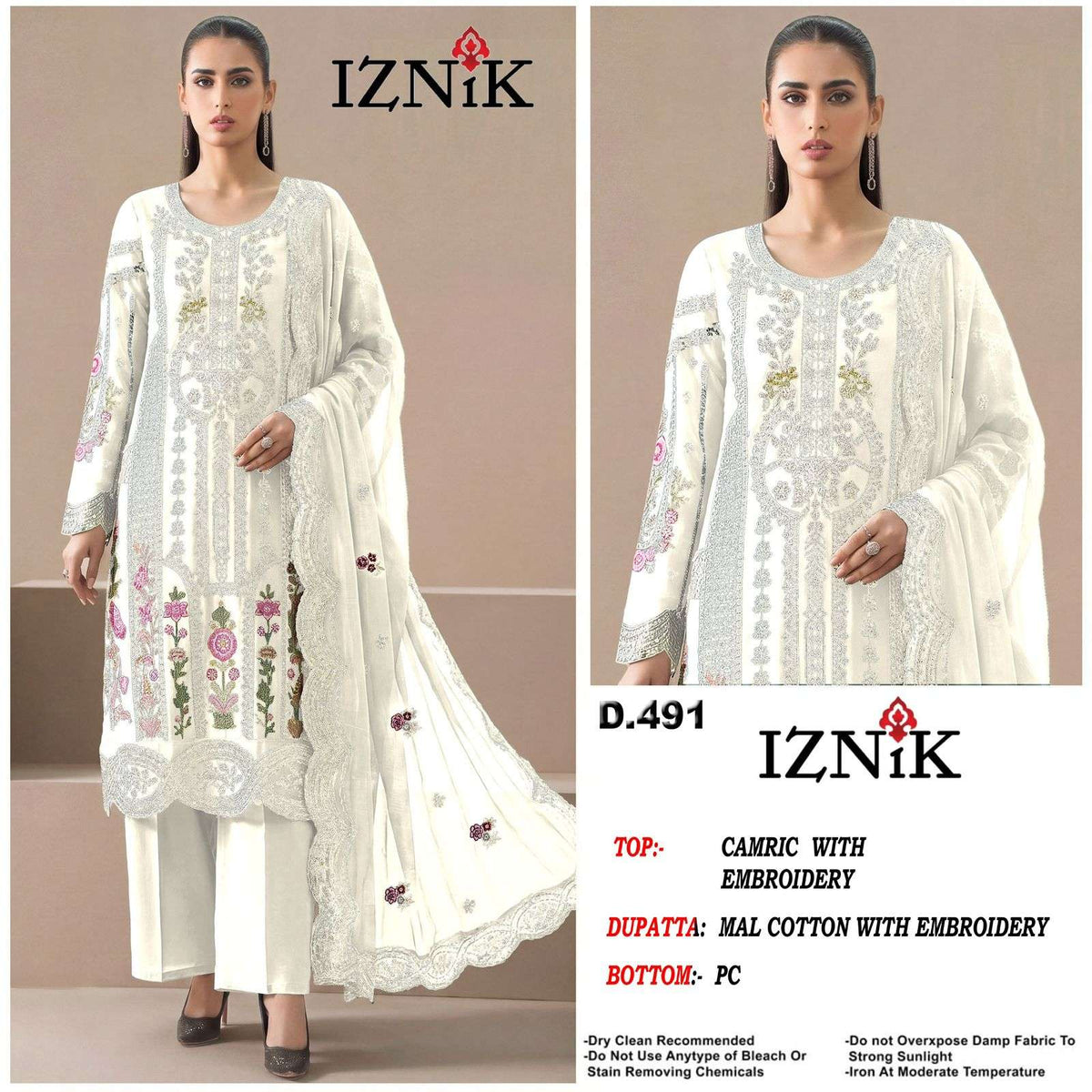 Iznik Fab A - 491 Abcd Cambric Cotton Pakistani Suit - Amrah Wholesale