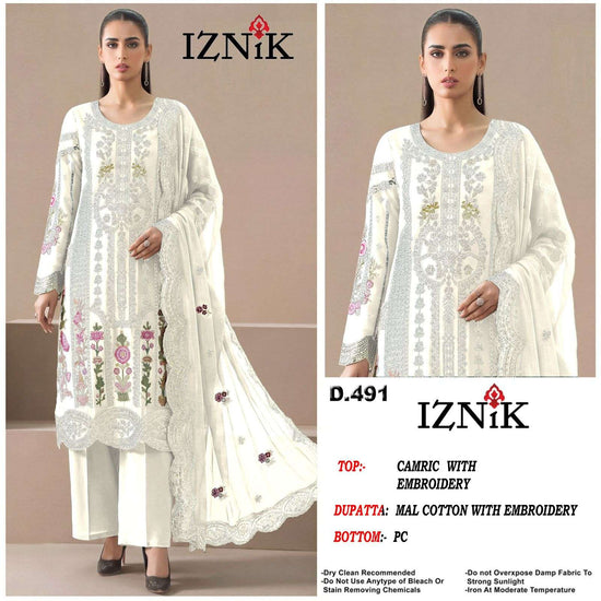 Iznik Fab A - 491 Abcd Cambric Cotton Pakistani Suit - Amrah Wholesale