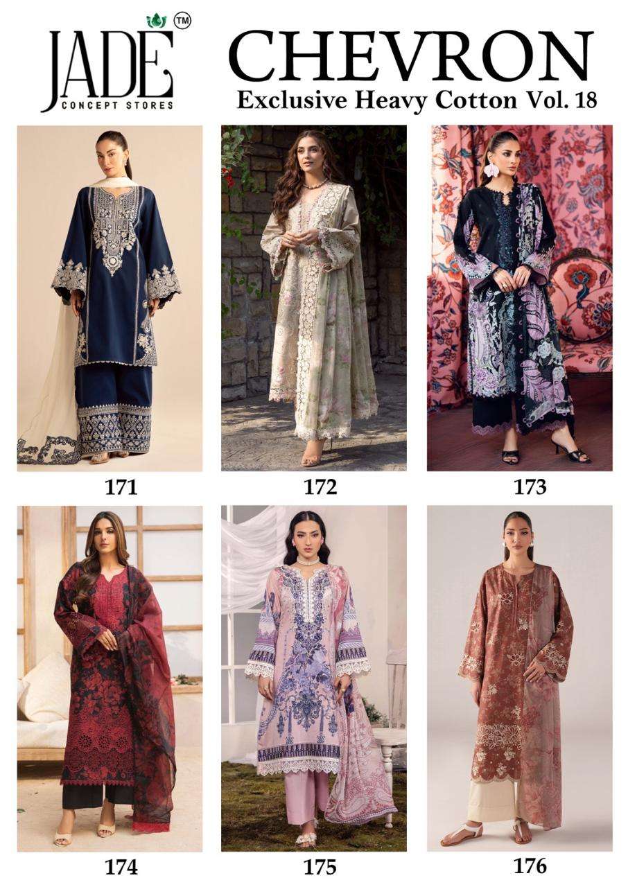 JADE CHEVRON Vol-18 Lawn Cotton Embroidered Unstitched Pakistani Suit